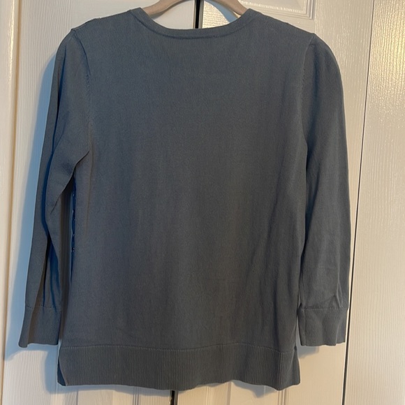 NWOT LOFT cardigan sweater with lace overlay in blue size XS - Picture 7 of 7